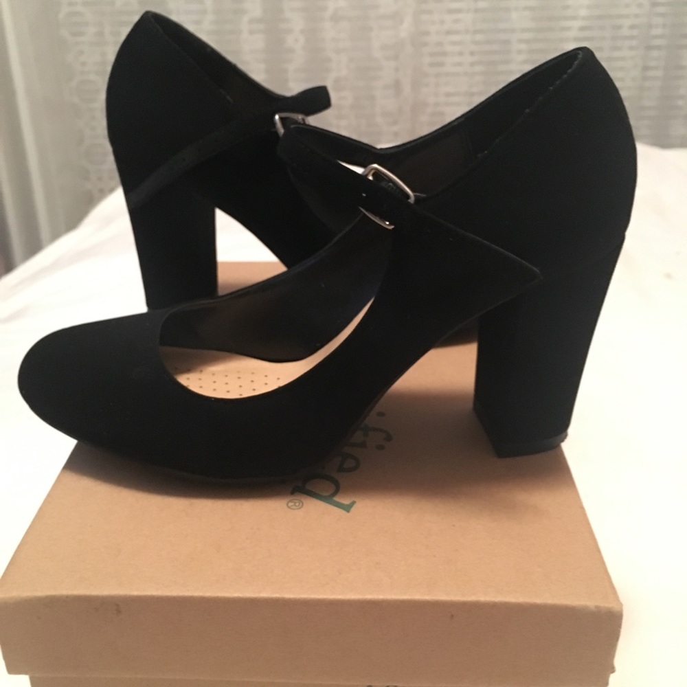 CityClassified Black Nubuck Mary Jane Shoes
